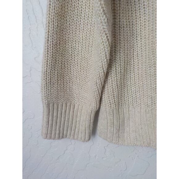 Candance Cameron Bure Turtleneck Sweater Women Small Neutral Beige Cable Knit - Picture 4 of 10